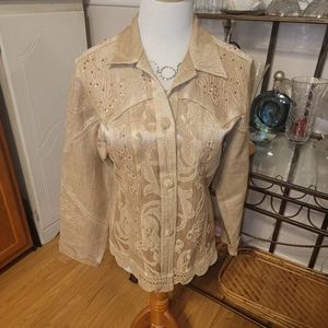 Vtg Flashback Women Jacket Sz L Tan